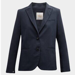 TWP Stretch Cotton Boyfriend Blazer Zip Sleeves Dark Navy Midnight Blue M $695